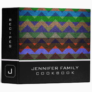 Retro Chevron Family Recipes Leather Look #4 Binder