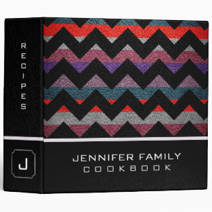 Retro Chevron Family Recipes Leather Look #6 Binder