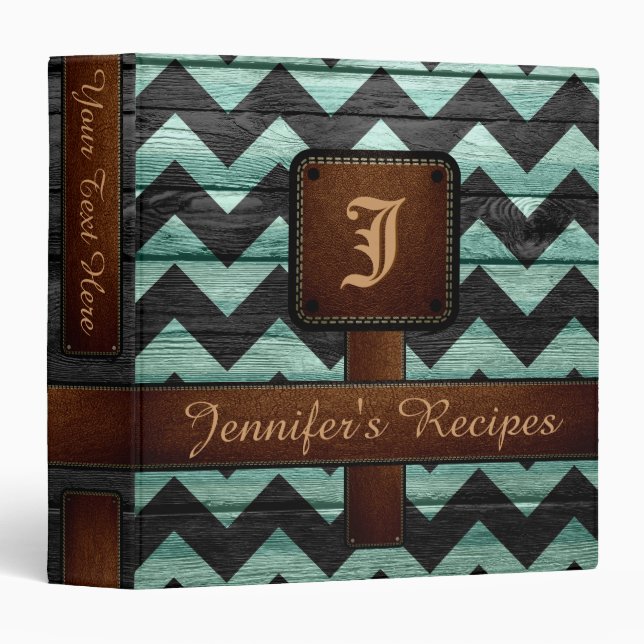 Retro Chevron Monogram Recipe #11 Binder (Front/Spine)