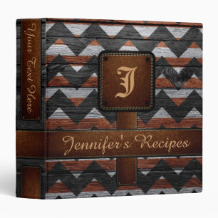 Retro Chevron Monogram Recipe #12 Binder
