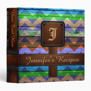 Retro Chevron Monogram Recipe #3 Binder