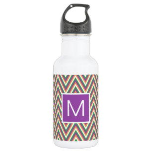 Retro Chevron Pattern Cool Monogram 532 Ml Water Bottle