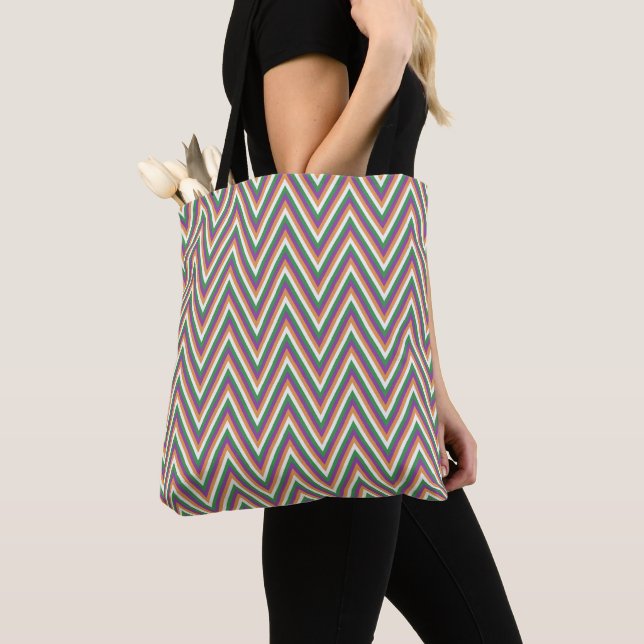 Retro Chevron Pattern Cool Tote Bag (Close Up)
