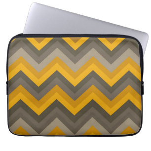 Retro Chevron Pattern Mustard Yellow Gray  Laptop Sleeve