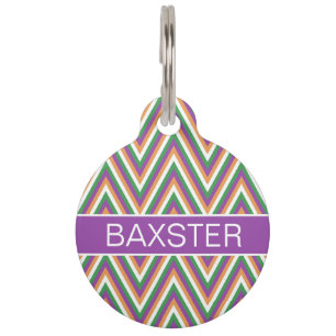 Retro Chevron Pattern Personalised Pet Tag