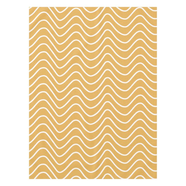 Retro Chevron Pattern Yellow Zigzag Tablecloth (Front)