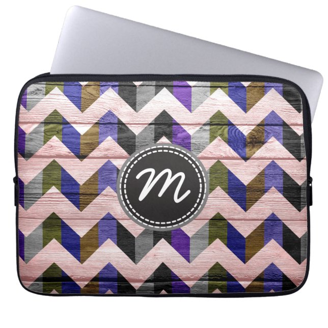 Retro chevron pattern zigzag #10 laptop sleeve (Front)