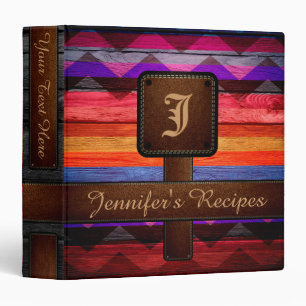 Retro Chevron Stripe Monogram Recipe #4 Binder