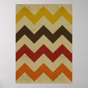 Retro chevron zigzag stripes zig zag pattern poster