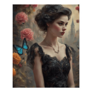 Retro Chic AI Artwork AI-Enhanced Couture Poster