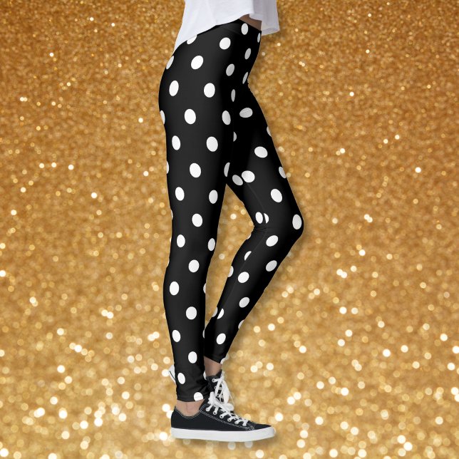 Retro Chic Black White Polka Dots Pattern Fashion Leggings (Retro Chic Black White Polka Dots Pattern Fashion Leggings)