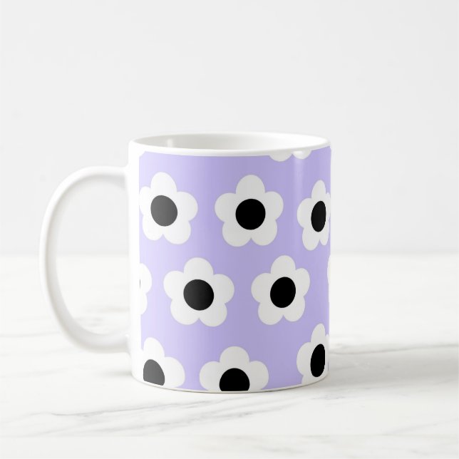 Retro Chic Blue White Floral Timeless Y2K Style Coffee Mug (Left)