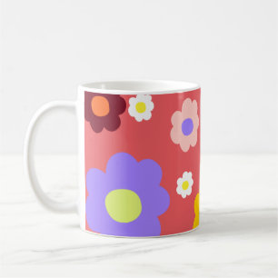 Retro Chic Bold Colourful Floral Vibrant Y2K Coffee Mug