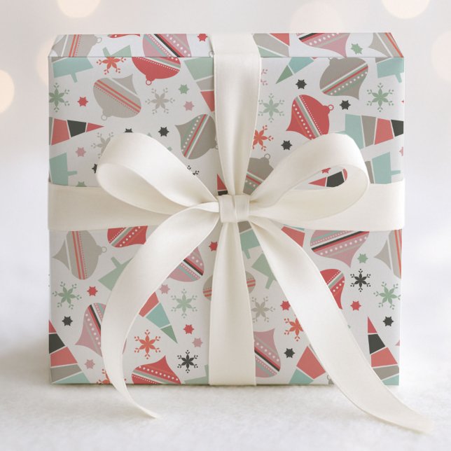 Retro Chic Christmas Trees and Ornaments Pattern Wrapping Paper (Creator Uploaded)