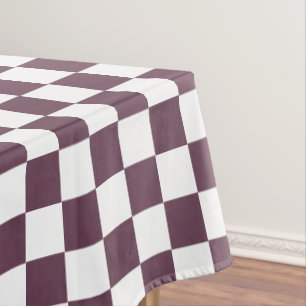 Retro Chic Dark Rose Pink White Chequered Pattern Tablecloth