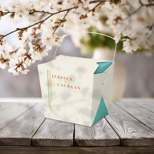 Retro Chic Design with Colorful Stripes Wedding Favor Box