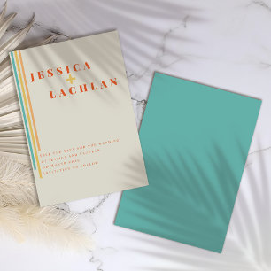 Retro Chic Design with Colorful Stripes Wedding Save The Date