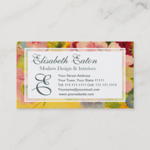 Retro Chic Elegant Pink Vintage Floral Primroses Business Card