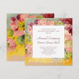 Retro Chic Elegant Pink Vintage Floral Primroses Invitation