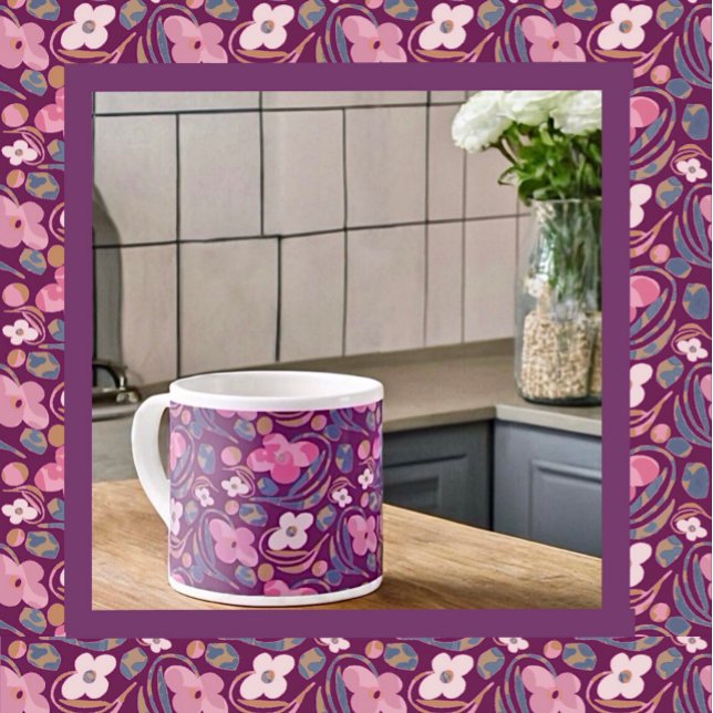 Retro Chic Floral Pattern Espresso Cup (Creator Uploaded)