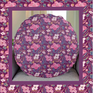Retro Chic Floral Pattern Round Pillow