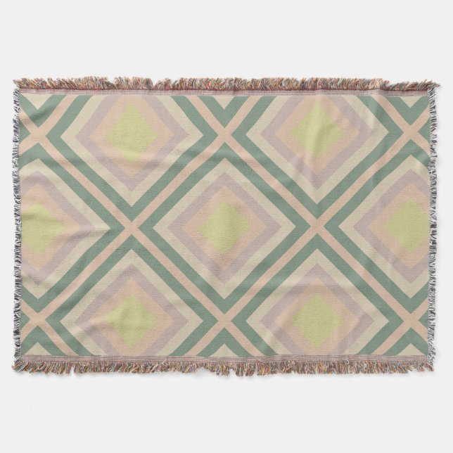 Retro Chic Geometric Lemon Pastel Throw Blanket (Front)