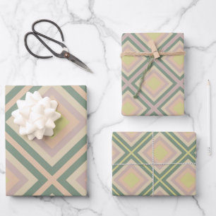 Retro Chic Geometric Lemon Pastel Wrapping Paper Sheet