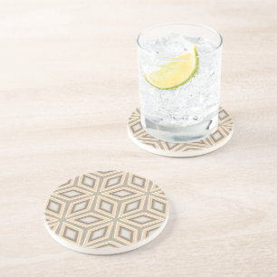 Retro Chic Gray Beige Taupe Brown Mandala Pattern Coaster