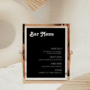 Retro Chic Modern Bar Menu Photo Print