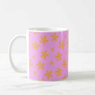 Retro Chic Orange Pink Floral Bright Y2K Inspired Coffee Mug