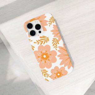 Retro Chic Peach Floral Pattern Whimsical Spring iPhone 16 Pro Max Case