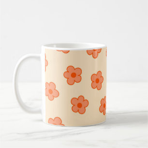 Retro Chic Peach Orange Floral Whimsical Y2K  Coffee Mug