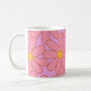 Retro Chic Pink Purple Floral Fun Y2K Flower Coffee Mug