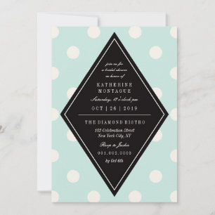 Retro Chic Polka Dots Diamond Bridal Shower Invite