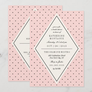 Retro Chic Polka Dots Diamond Bridal Shower Invite