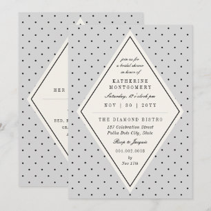 Retro Chic Polka Dots Diamond Bridal Shower Invite
