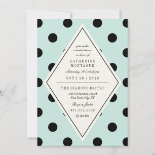Retro Chic Polka Dots Diamond Bridal Shower Invite