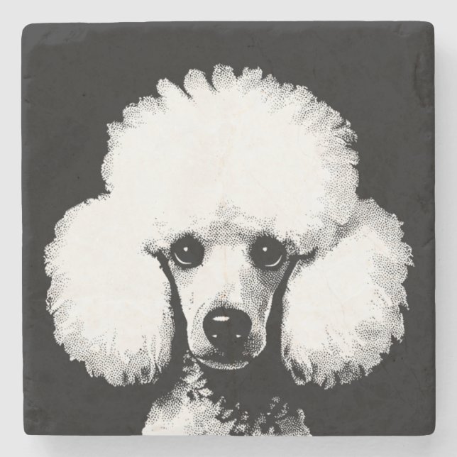 Retro Chic Pop Art Poodle Stone Coaster (Front)
