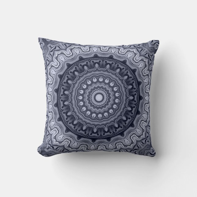 Retro Chic Pretty blue marbled persian arabic look Throw Pillow (Front)