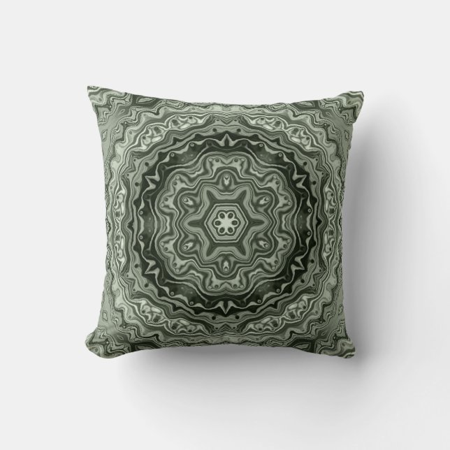 Retro Chic Pretty persian mandala flower marbled  Throw Pillow (Front)