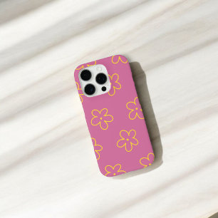Retro Chic Purple & Yellow Floral Pattern  iPhone 16 Pro Case