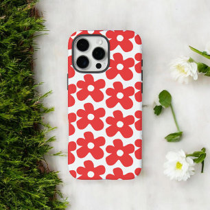 Retro Chic Red Floral Pattern Whimsical Spring  iPhone 16 Pro Max Case