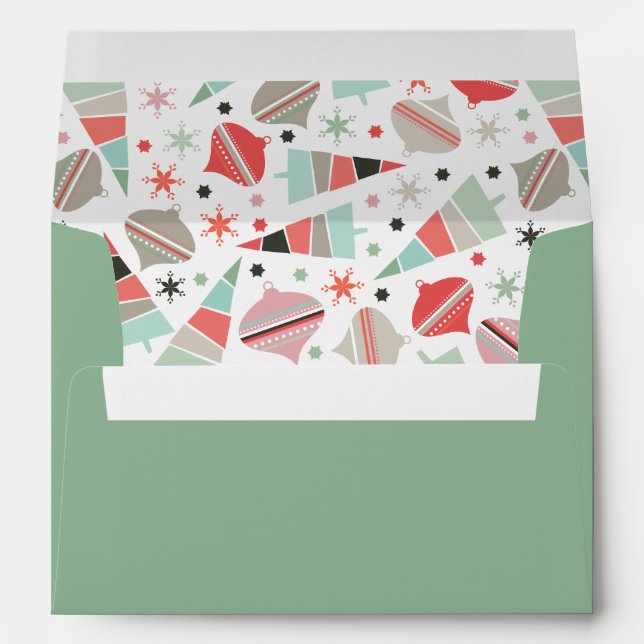Retro Chic Sage Green and Holiday Pattern Envelope (Back (Bottom))