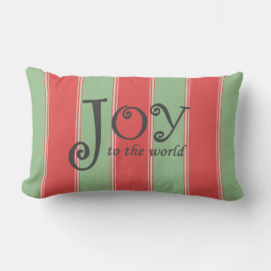 Retro Chic Stripes Joy to the World Lumbar Pillow