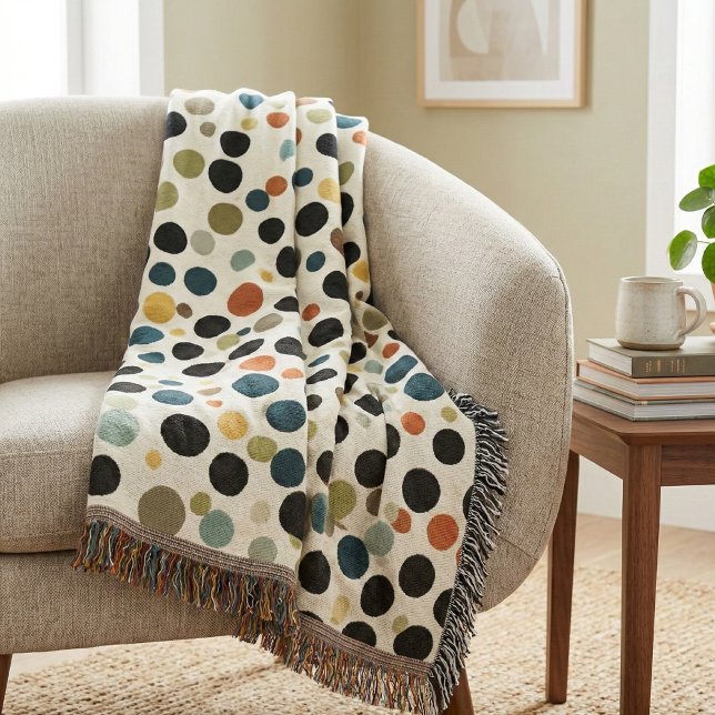 Retro Chic Vibrant Multicolor Polka Dot Throw Blanket (Creator Uploaded)
