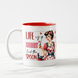 Retro Chic: Vintage Pop Art Funny Humour Quote Two-Tone Coffee Mug