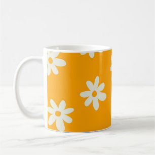 Retro Chic Yellow White Floral Bright Y2K  Coffee Mug