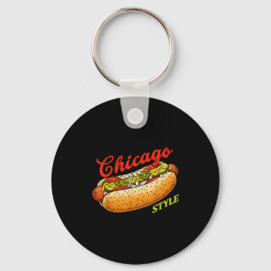 Retro Chicago Hot Dog Hotdog Tourist Summer Souven Keychain