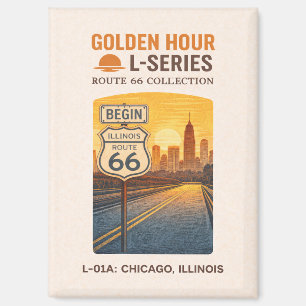 Retro Chicago Illinois Route 66 Start Landmark Art Magnet