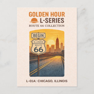 Retro Chicago Illinois Route 66 Start Landmark Holiday Postcard